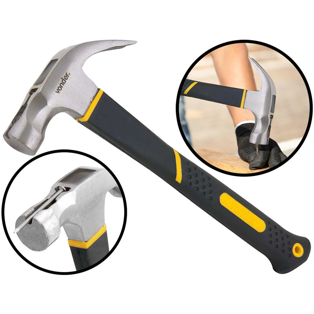 Martelo Unha Magnético Aço Forjado Polido Cabo Emborrachado 29mm Para Construção Bricolagem em Oferta na Shopee