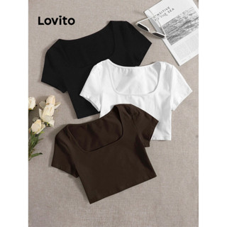 Lovito Camiseta Casual Lisa - Básica Para Mulheres LBL08049