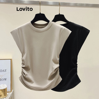 Lovito Blusa Slim com Gola Alta e Amarração Lateral para Mulheres L74ED117
