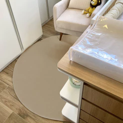 Tapete Boho Redondo Ø140cm Bege Antiderrapante Algodão