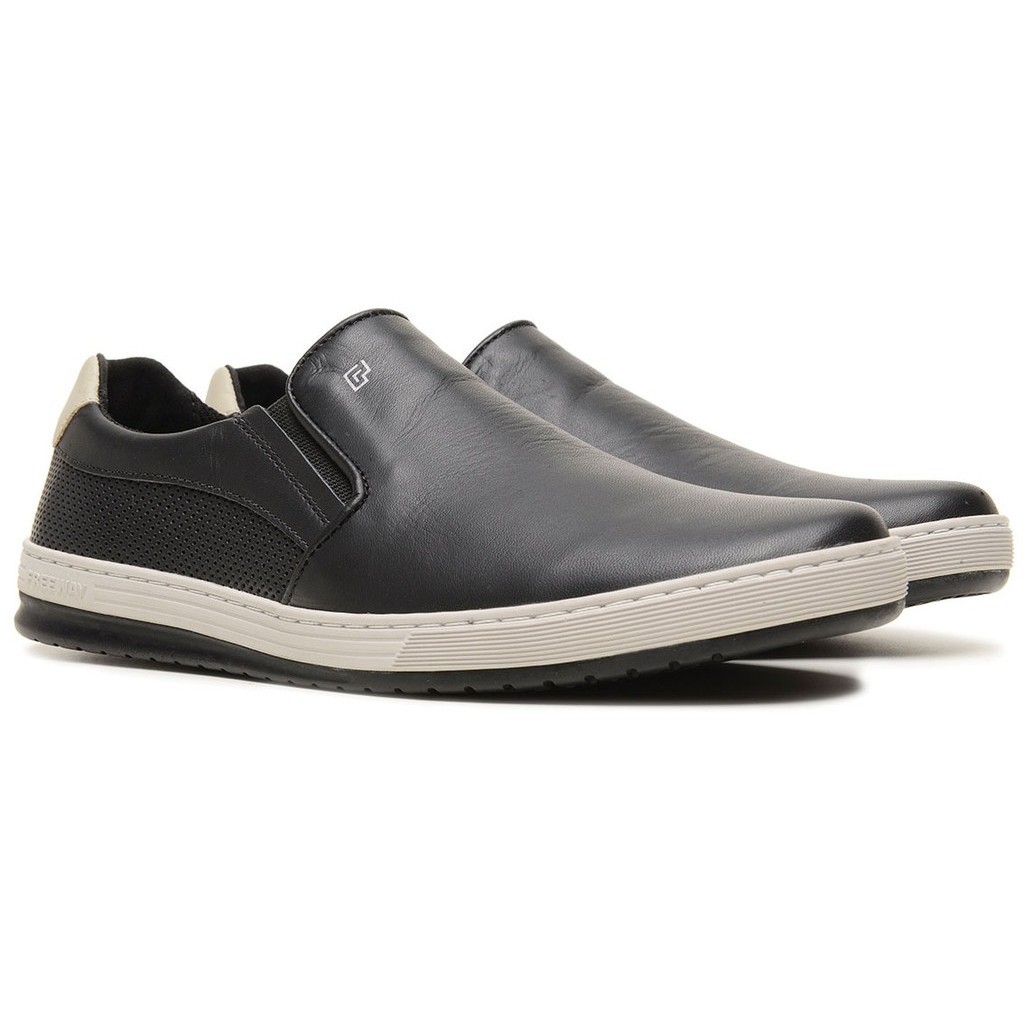SAPATENIS SLIP ON MASCULINO EM COURO FREEWAY - TRACK