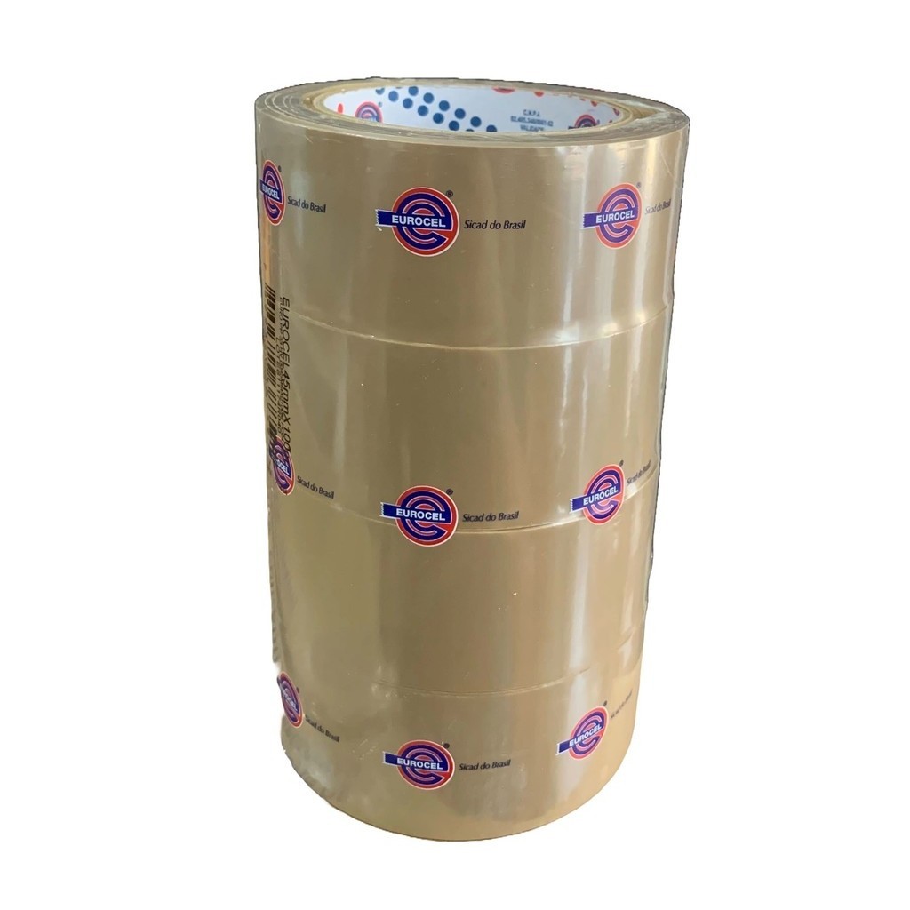 Fita Adesiva Larga Marrom Havana 45x100 Eurocel Kit 4 Rolos