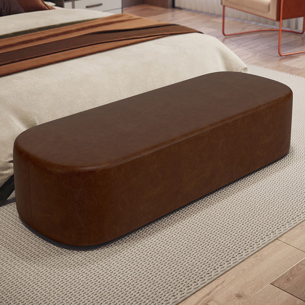 Puff Decorativo Orgânico Para Living Quarto 195cm Doha W01 Couríssimo Marrom - Lyam Decor
