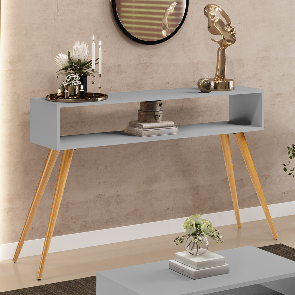 Aparador Para Sala de Estar Pés Palito Mônaco L03 Cinza - Lyam Decor