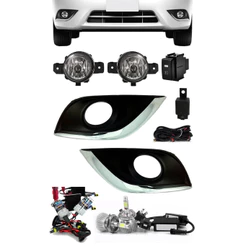 Kit Farol Milha Neblina Versa 2015 a 2020 Com Molduras Externas Kit Xenon 6000K / 8000K ou Kit Lâmpada Super LED 6000K