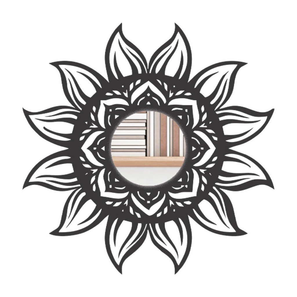 Imagem Espelho Mandala Sol MDF Decorativo 30x30cm