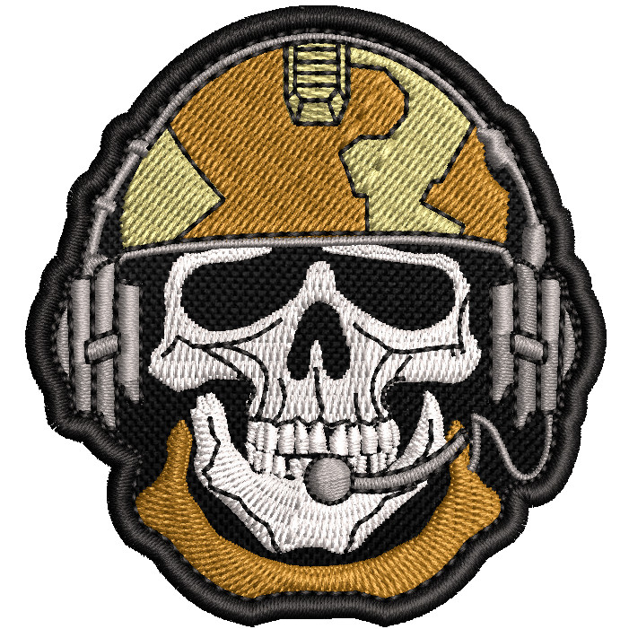 Patch Bordado Tático Caveira Militar Capacete Caqui 7cm