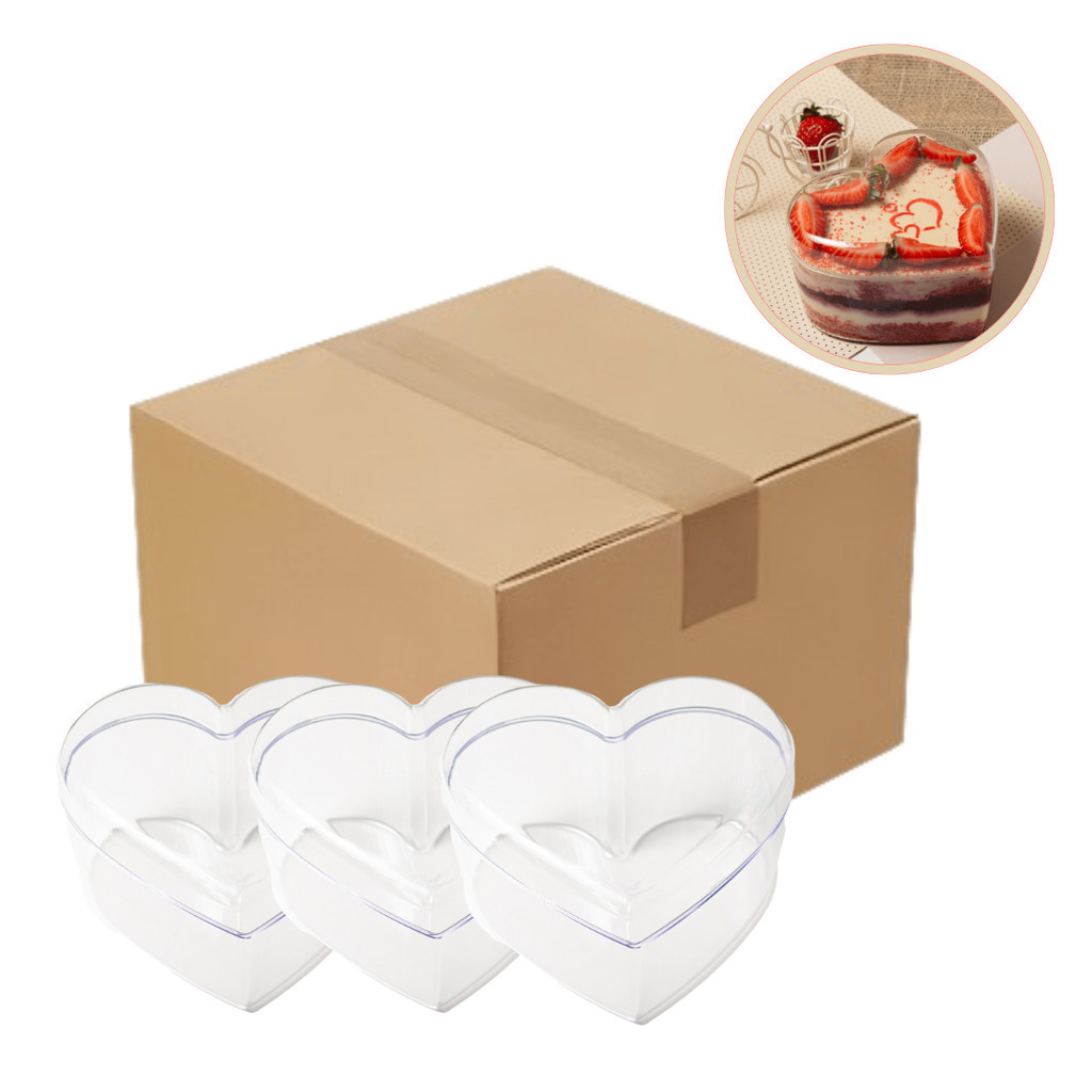 Kit 3 Caixa Cake Box Coração 750ml Tampa Alta Sobremesa Bolo Doce Namorados Encomenda Blue Star