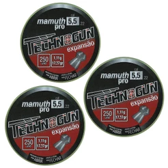 CHUMBINHO TECHNOGUN MAMUTH PRO EXPANSÃO 17,90GR 250UN. 5.5MM - COMBO 03 LATAS