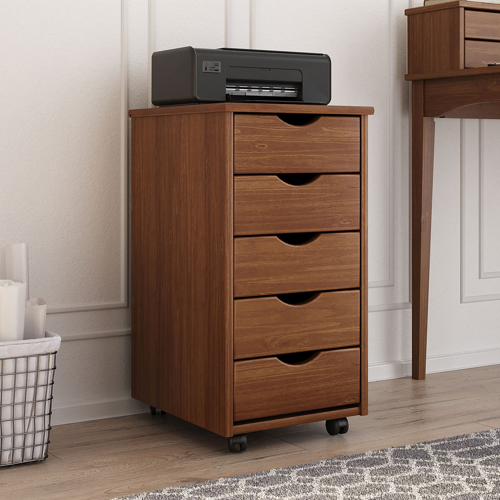 Gaveteiro Organizador Arquivo Escritório 5 Gav Madeira Lagos Castanho em Oferta na Shopee