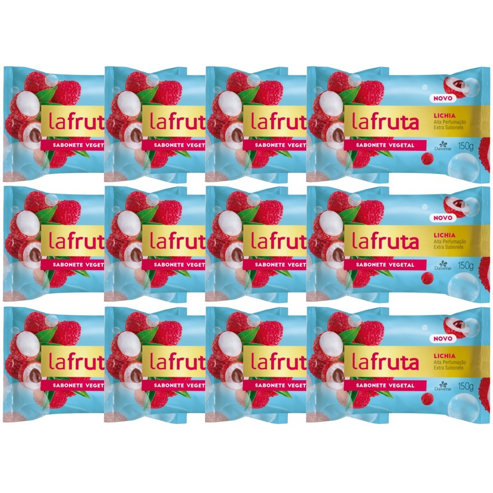 12UN La Fruta Sabonete Lichia Barra Vegetal 150g Davene