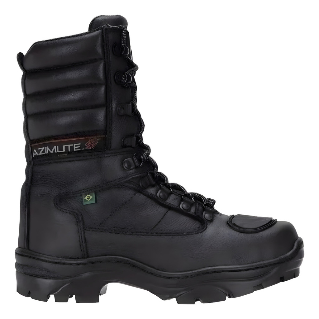 Bota Coturno Tático Motociclista Azimute Couro Vigilante