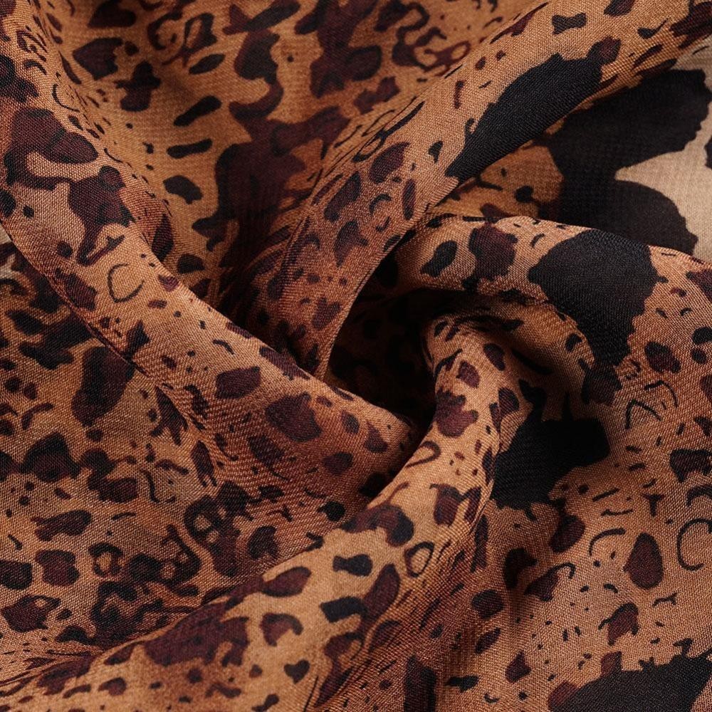 Detalhes do Cachecol De Chiffon GARDENIA , Lenço De Seda Xale Longo Vintage Com Estampa De Leopardo , Macio E Elegante Feminino