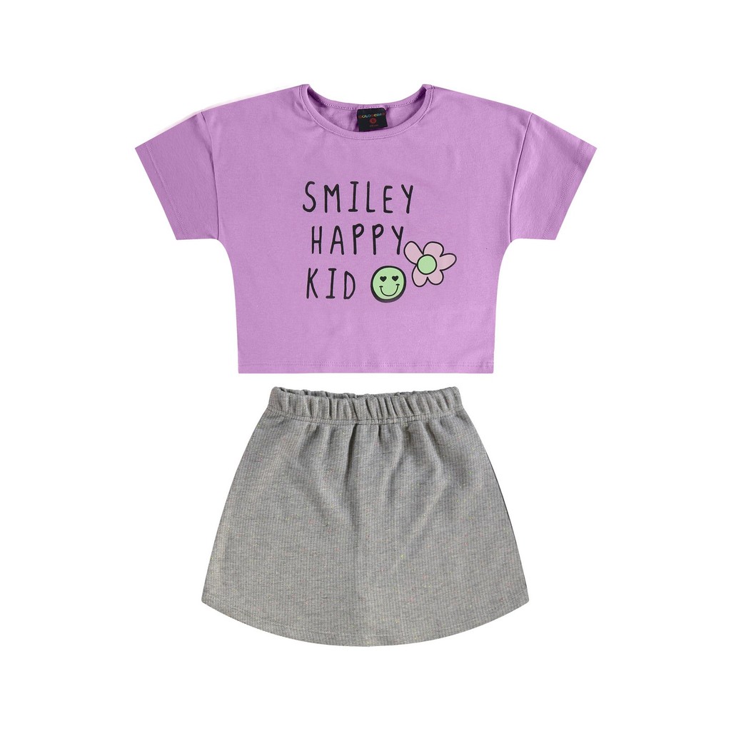 Conjunto Infantil com Blusa e Short-Saia Guloseima em Oferta na Shopee