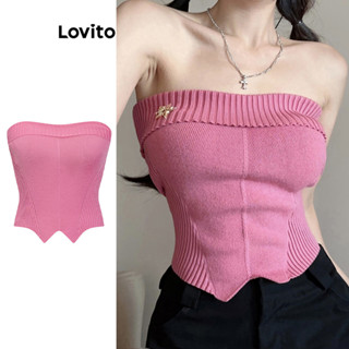 Lovito casual Top Tricotado com Fendas para Mulheres L76AD080