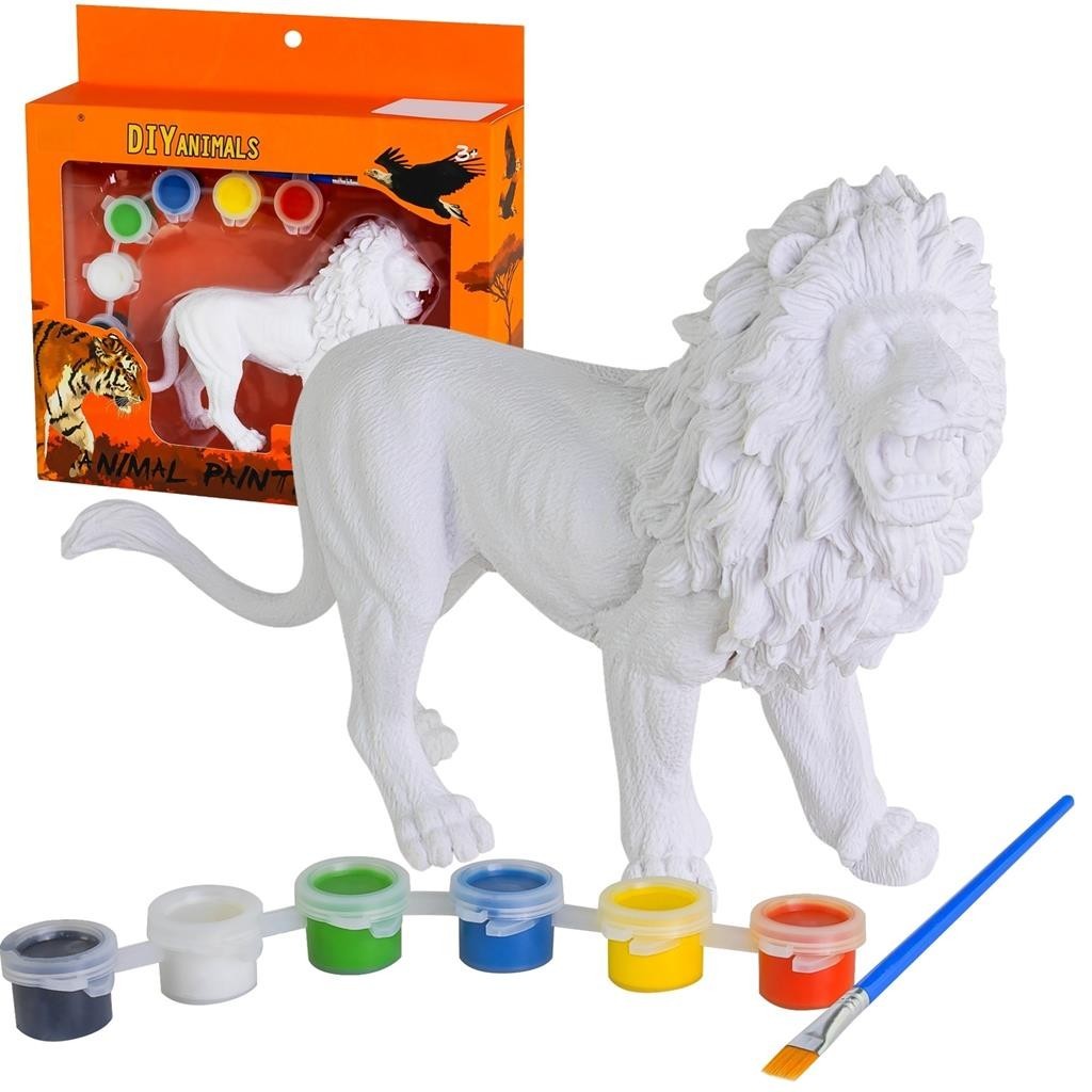 Conjunto De Pintura Boneco Leao Para Pintar Educativo Boneco Branco Em Vinil Pedagogico Com 6 Tintas - Bee Toys