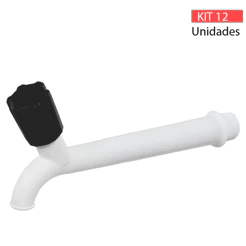 Kit 12 Torneira Para Tanque Plástica 3/4 E 1/2 Pol. Branca Pia Lavanderia Área Casa Prático