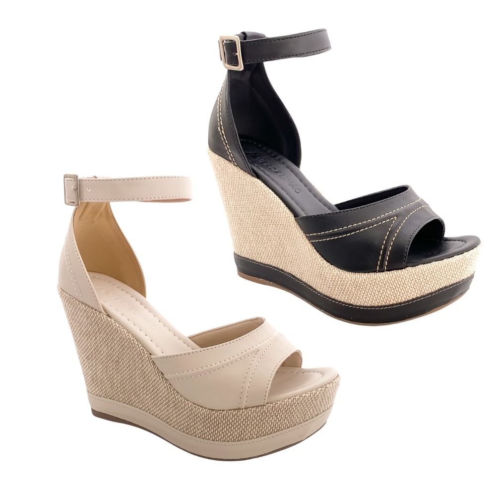 Kit 2 Sandálias Feminina Leve Salto Alto Anabela Confortável Plataforma Salto 11cm Várias Cores em Oferta na Shopee