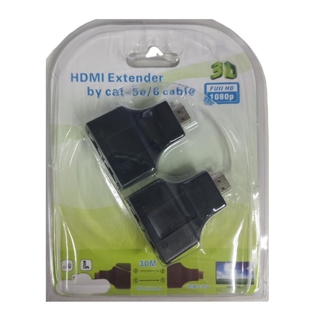 Adaptador HDMI via Cabo de Rede RJ45 Extensor HDMI Macho para 2 Portas RJ45 Par Conversor