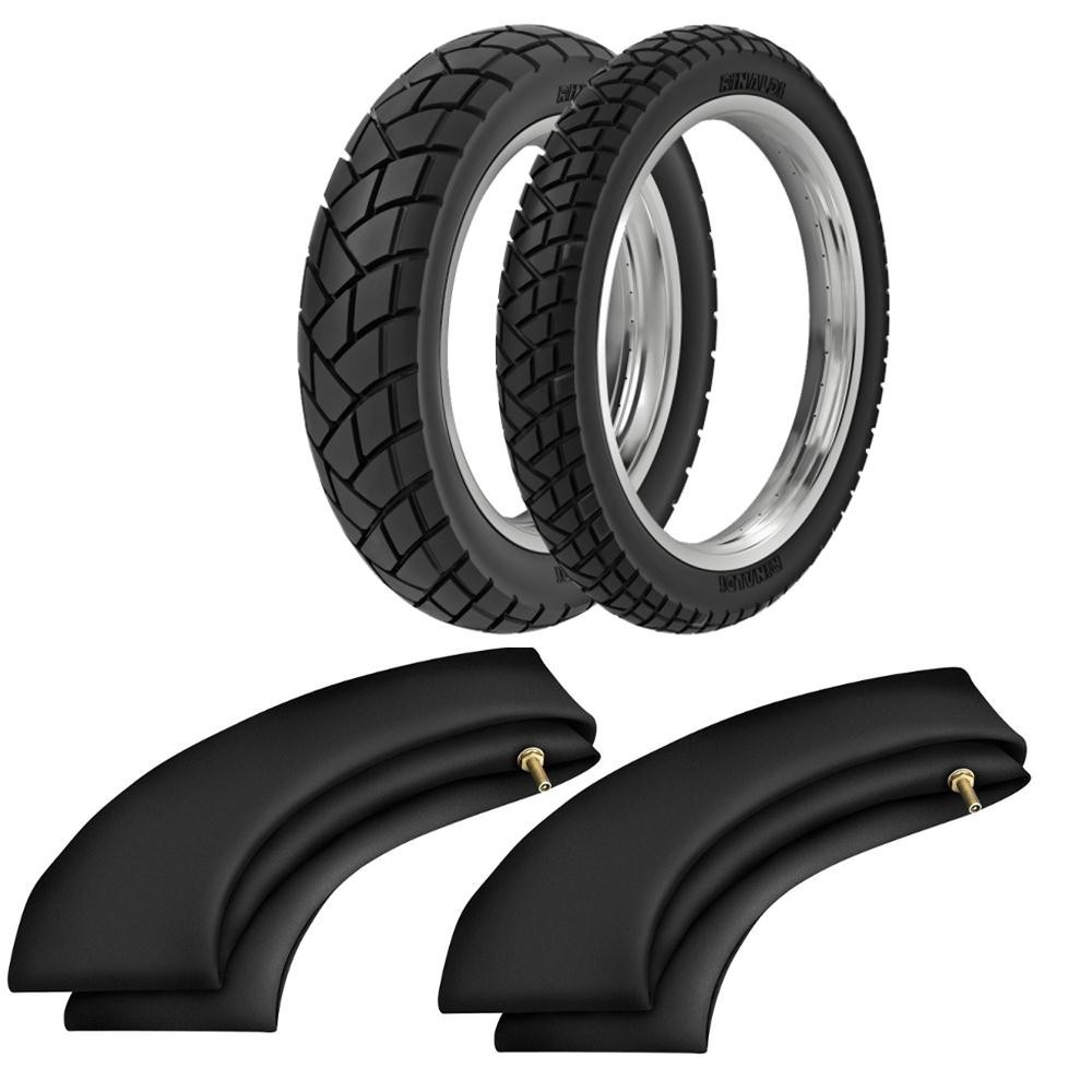 Kit  Pneu Xre 300 Xtz 250 130/80-18 + 90/90-21 R34 Rinaldi + Camaras