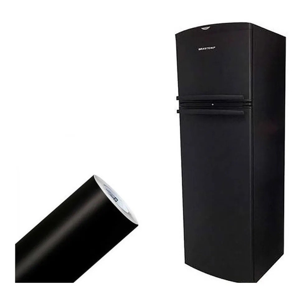 Papel Adesivo Envelopamento Geladeira Preto Blackout 1M X 45CM