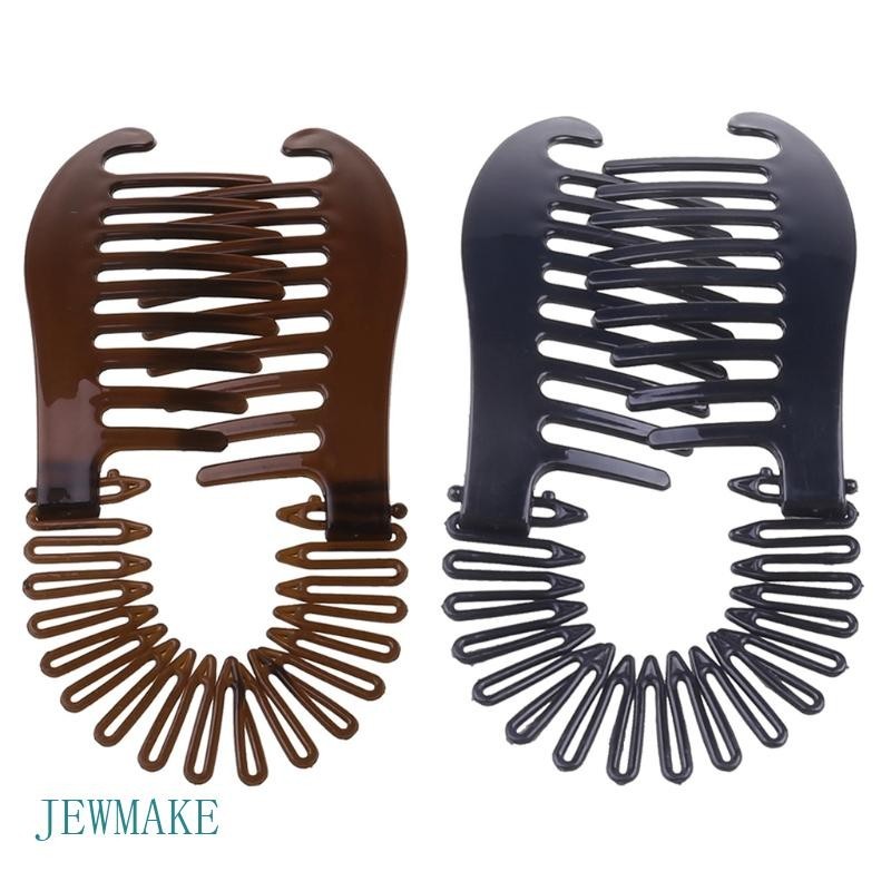 Conjunto Jew 2Pcs Clipes Banana Intertravamento Flexível Pentes Dois Lados Cabelo Elongat