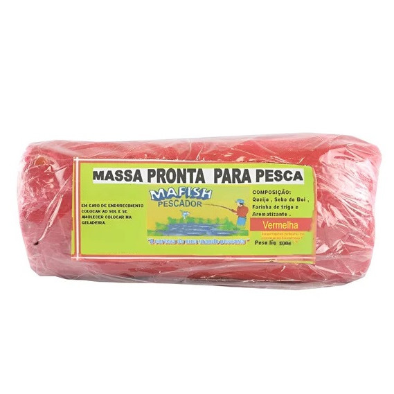Massa Mafish Fedidinha 500g Coco & Vermelho Massa Pronta P/ Pesca