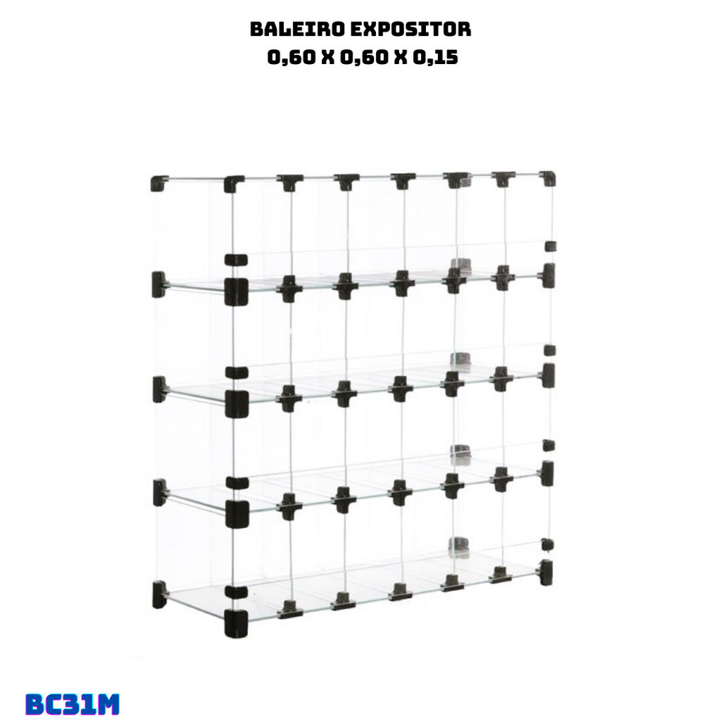 Baleiro Para Comercio em Vidro - 0,60 x 0,60 x 0,15