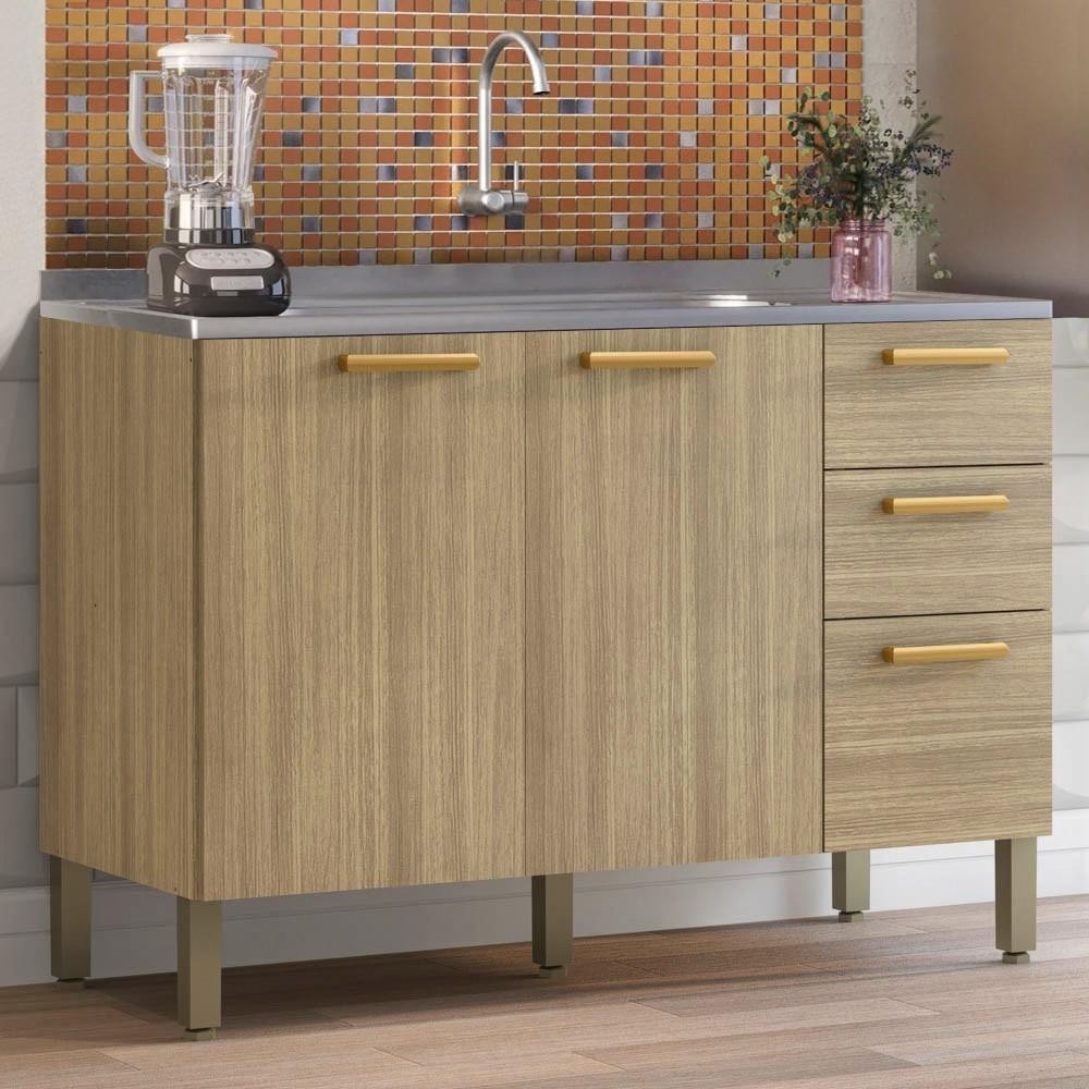 Balcão Gabinete com Pia 120cm Urban K02 Freijó - Mpozenato - Home & Living