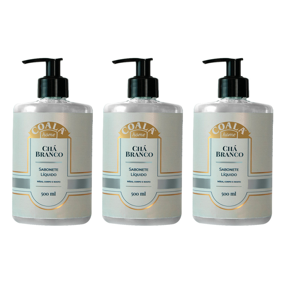 Kit 3 Unidades Sabonete Líquido Chá Branco 500 ml