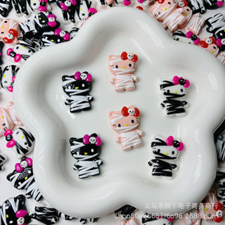 Halloween Preto Branco Mamãe KT Gato Branco Resina Acessórios Creme Cola Acessórios para Cabelo Acessórios para Manicure Manicure Patch Manicure
