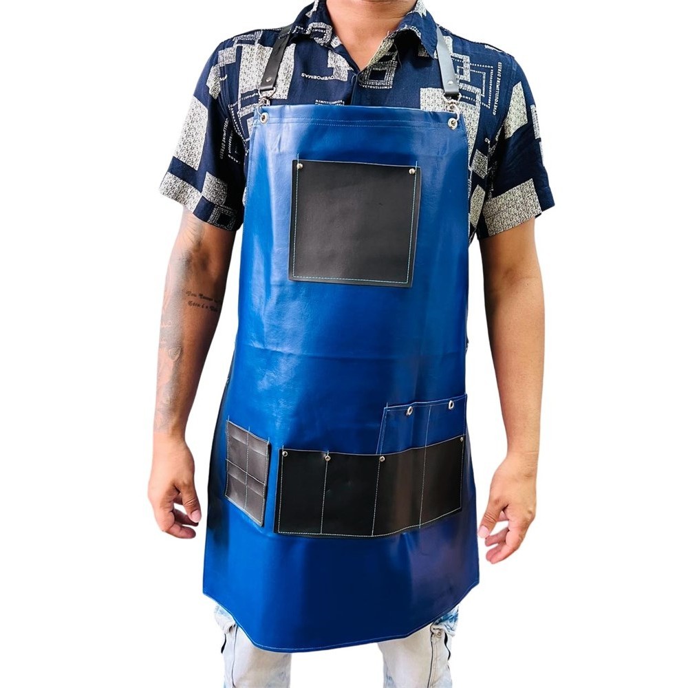 Avental De Couro Azul Unissex Multiuso para Barbeiro e Cabelereiro cod 1877