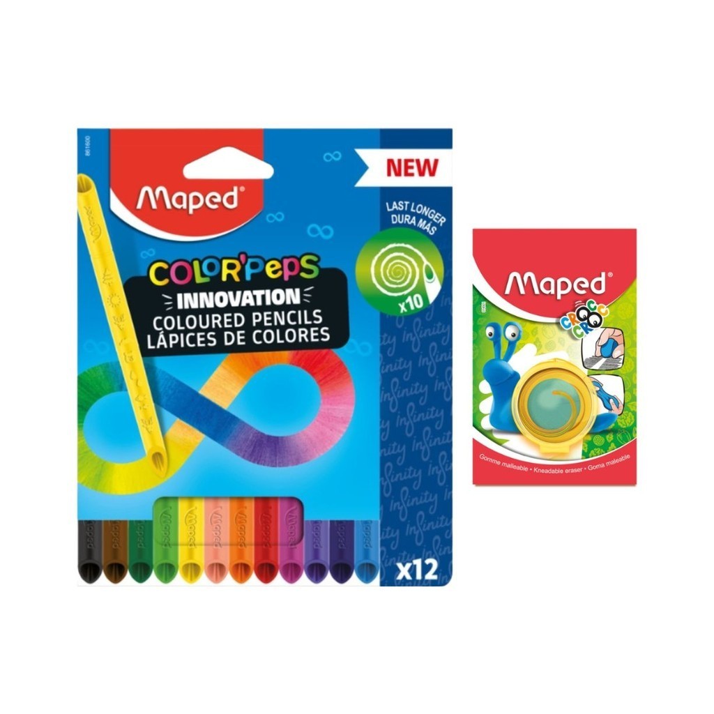 Kit Maped Lápis Cor Infinity 12 Cores + Borracha Croc Croc