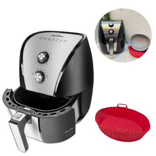 Kit Fritadeira Air Fryer Britânia Preta + Cesto Silicone