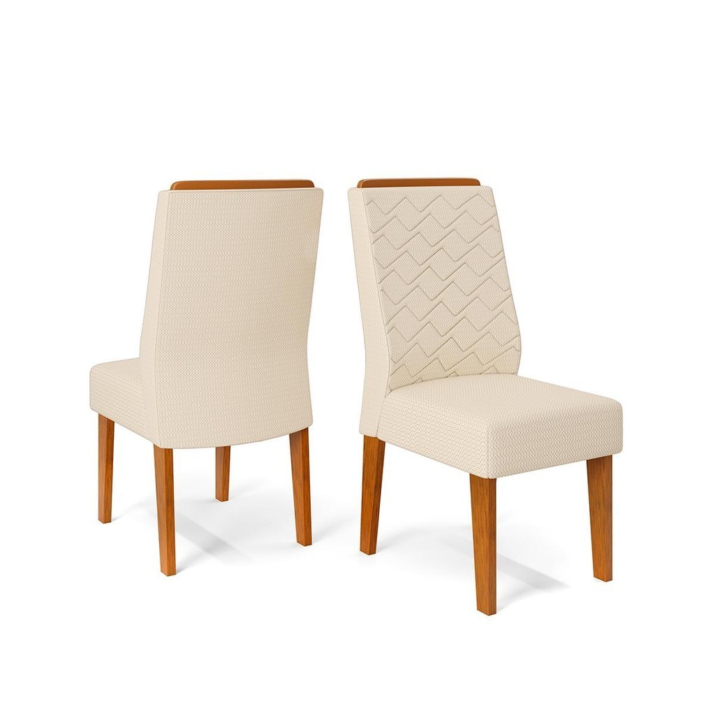 Conjunto Kit 2 Cadeiras de Jantar DJ Móveis Lidia Freijó Linho Neve em Oferta na Shopee