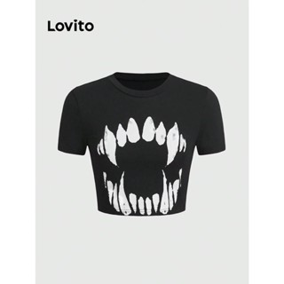 Lovito Camiseta Feminina Casual Com Estampa Lisa LSE01077