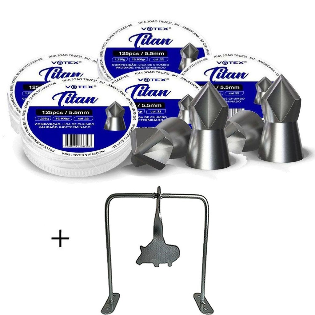5 Chumbinhos Titan 5.5mm 1,153g - Votex + Alvo Javali em Oferta na Shopee
