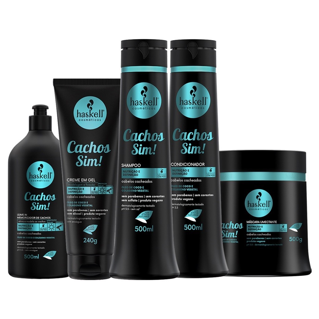 Kit Haskell Cachos Sh Cond Masc Leave In E Creme Gel 500ml