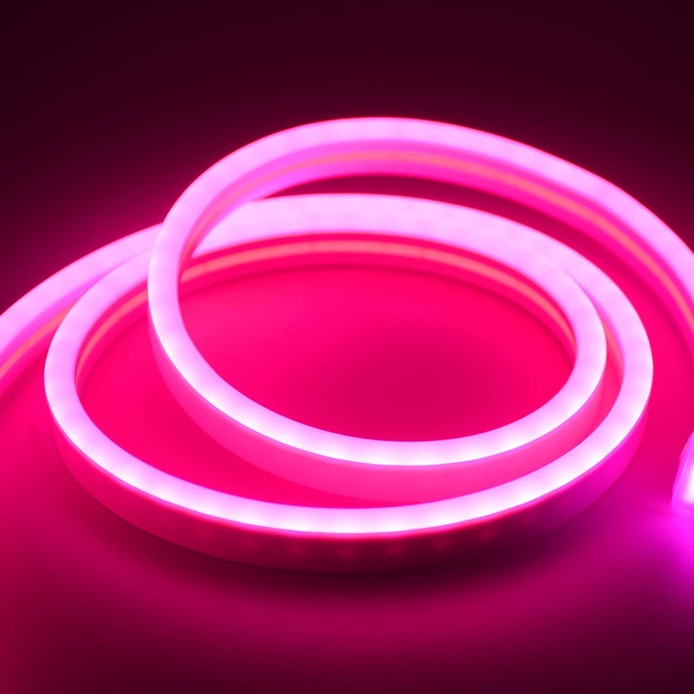 Mangueira Fita LED Neon Flex Rosa 127V 1 Metro com tomada