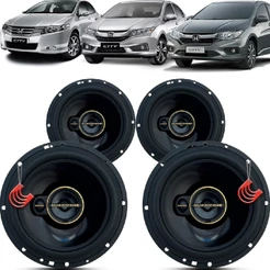 Kit Alto Falantes Dianteiros e Traseiros Honda City 2009 até 2021 - Hurricane Aurum 480w