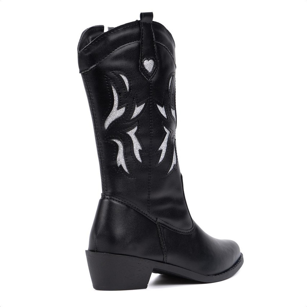 Detalhes do Bota Texana Infantil Menina Fashion Western Cano Longo Bordada