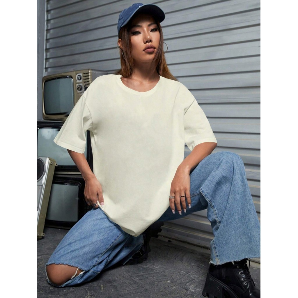 Camiseta Oversized Feminina Confortável Estilosa Blusa Academia Sem Estampa T Shirt Casual Básica