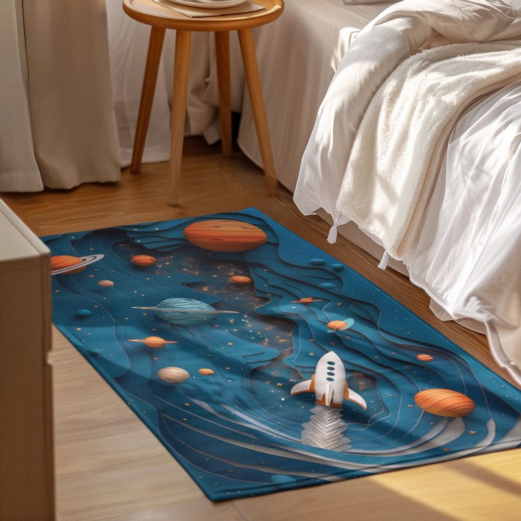 Tapete Decorativo Espaço 118x70cm Antiderrapante Sala, Quarto e Escritório em Oferta na Shopee
