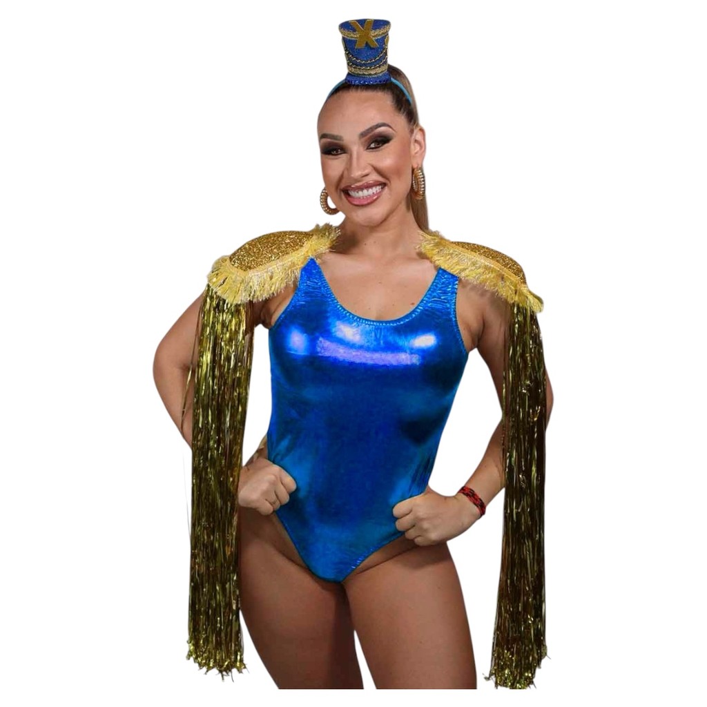 Fantasia Paquita da Xuxa Festa Ploc Anos 90 Xou da Xuxa Anos 80 Retrô Flash Back Acessório Carnaval Bloquinho Look Azul