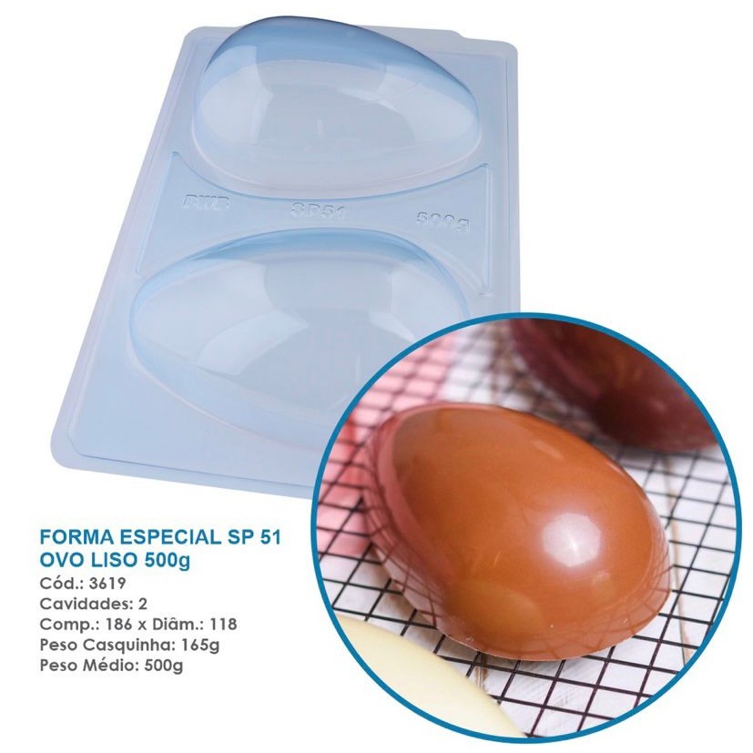 1~4 Forma Bwb Sp 51 Ovo De Páscoa 500 G Silicone 3 Partes Profissional Cod-3619  (Sp Especial)  (BWB PASCOA) - Home & Living