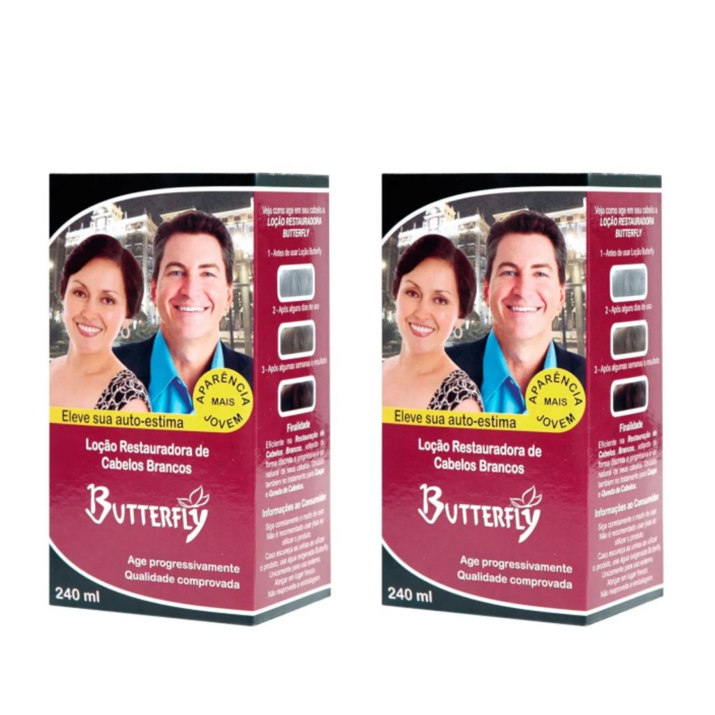 Kit 2 Loção Restauradora de Cabelos Brancos 240Ml - Butterfly em Oferta na Shopee