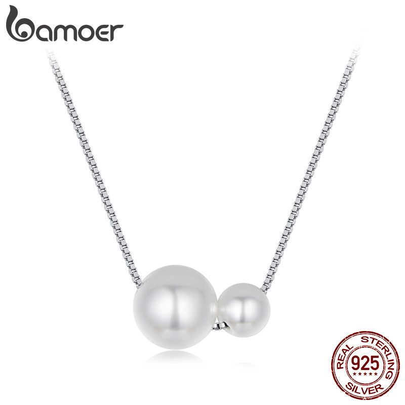 Bamoer 925 Sterling Sliver Colar Pérola Design Joias Presentes Para Mulheres