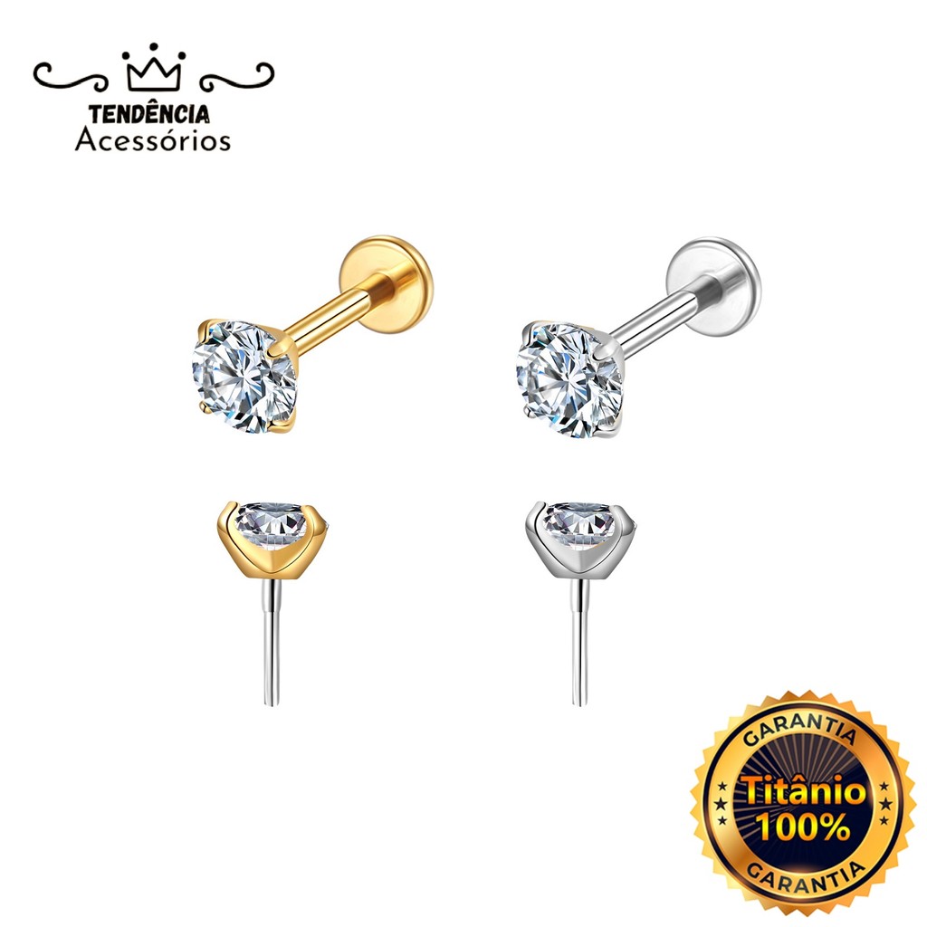 Piercing Labret Push Pin Titânio Helix Tragus Conch Nariz Corrente Nariz Australiano Titanio Tragus
