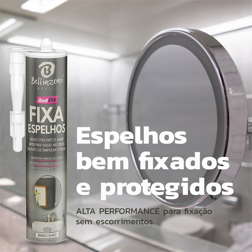 Fixa Espelho Secagem Rápida Cola Adesivo Hibrido 400gr