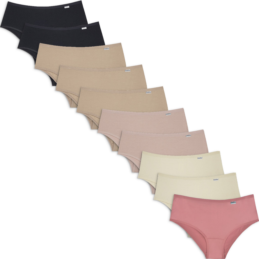 Kit Com 10 Calcinhas Confortável Algodão Tipo Calça Média Feminina DelRio - Women Clothes